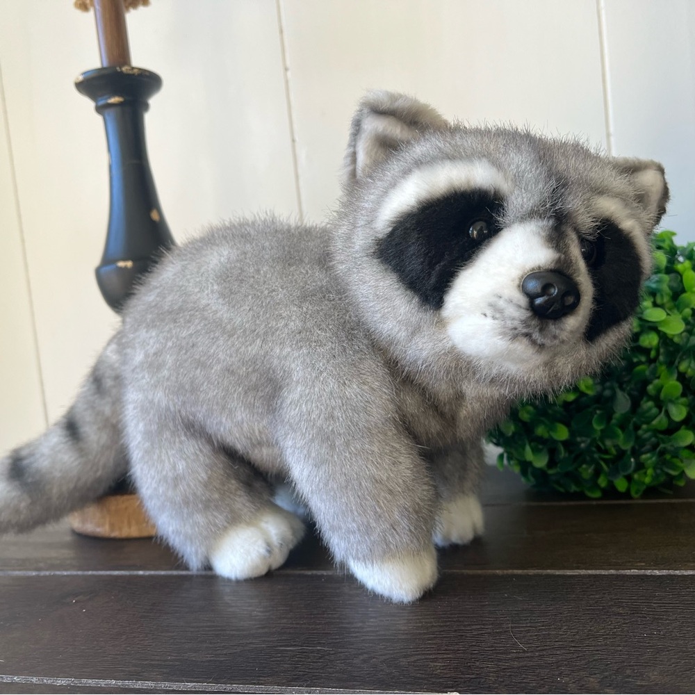 NEW Demdaco Raccoon Large Gray Plush Raccoon Toy from Animalcraft Collection